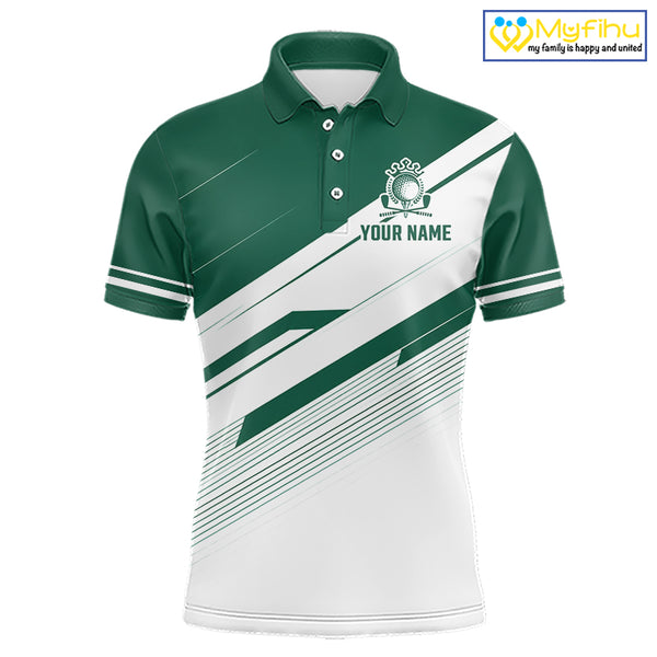 Green And White Mens Golf Polo Shirt Custom Name Golf Shirts For Team Personalized Golf Top NHT882