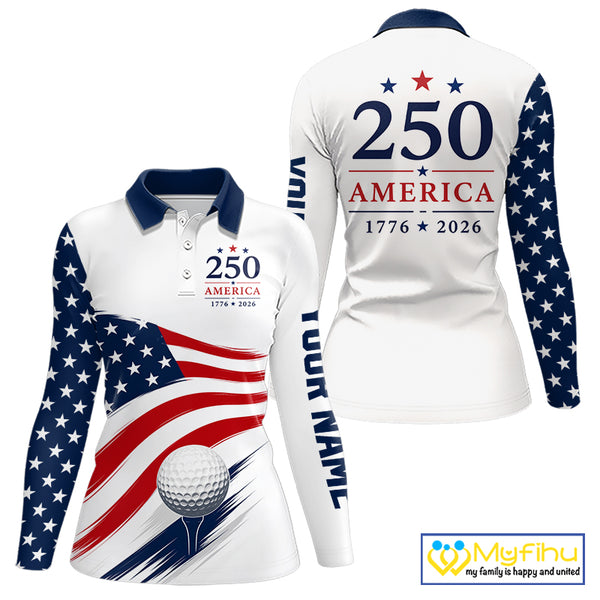 America 250Th Anniversary Womens Golf Polo Shirts, Patriotic Team Golf Jerseys NHT885