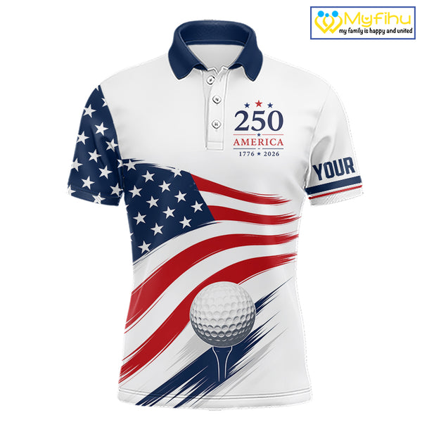 America 250Th Anniversary Mens Golf Polo Shirts, Patriotic Team Golf Jerseys NHT885