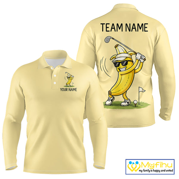 Funny Banana Mens Golf Polo Shirt, Custom Golf Polo For Men, Golf Apparel Gift For Golf Lovers NHT905