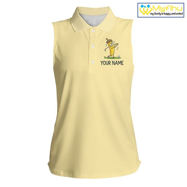 Funny Banana Womens Sleeveless Golf Polo Shirt, Custom Golf Polo For Women, Golf Jersey For Golf Lovers NHT906