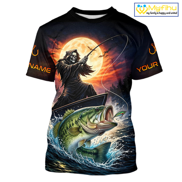 Personalized Fish Reaper Fishing Shirts Jerseys, Fish Reaper Sunset Bass Fishing Shirts T - Shirt NHT829