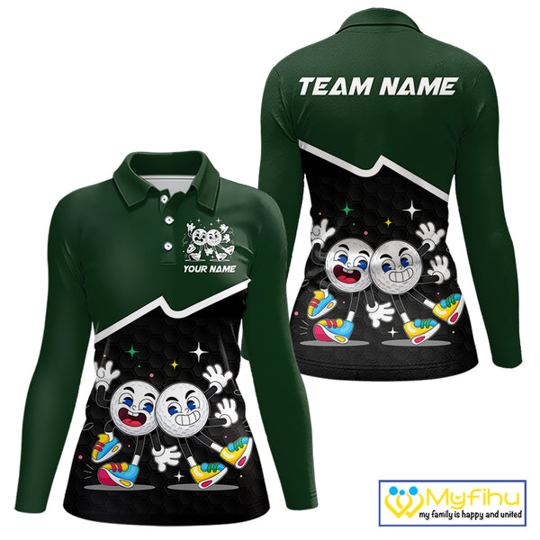 Custom Green And Black Womens Sleeveless Golf Polo Shirt, Custom Golf Balls Team Jerseys NHT865