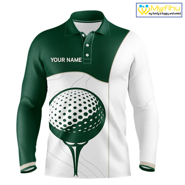 Green White Golf Ball Mens Golf Polo Shirts Custom Golf Clothing For Gentleme NHT883