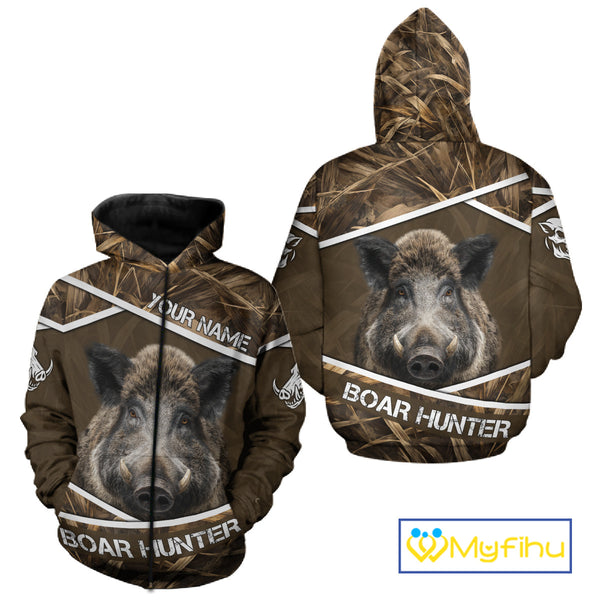 Personalized Wild Boar Hunting Camo Full Printing Shirts, Boar Hunting Gifts, Hunting Season NHT128
