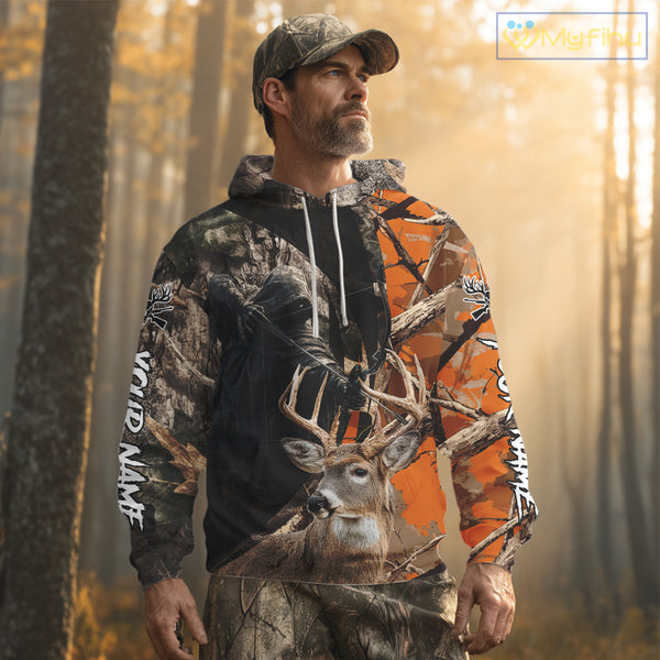 Deer Hunting Grim Reaper Camo Orange 3D All Over Printed Shirt, Personalized Hunting Shirt NHT269