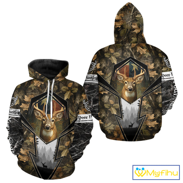 Deer Hunting Camouflage TX Flag Custom Name All Over Print Shirts, Personalized Hunting Clothes NBT110