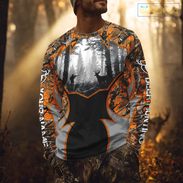 Whitetail Deer Hunting Orange Camouflage Full All-Over 3D for Men, Deer Hunting Gifts NBT242