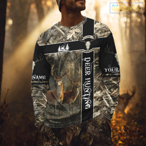 Best Camouflage Deer Hunting Shirt for Hunter, Deer Hunting Crew Shirt, Hunting Gifts NBT53