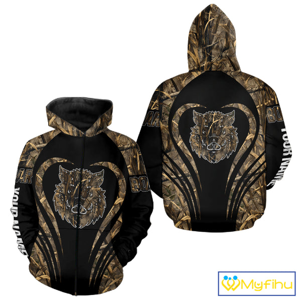 Boar Tattoo Hunting Shirt Custom Name 3D All Over Printed Shirt, Personalized Boar Shirt for Hunter NBT177
