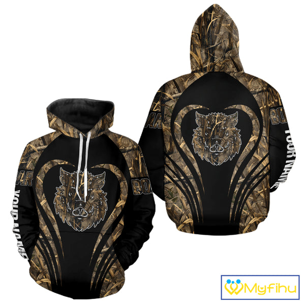 Boar Tattoo Hunting Shirt Custom Name 3D All Over Printed Shirt, Personalized Boar Shirt for Hunter NBT177