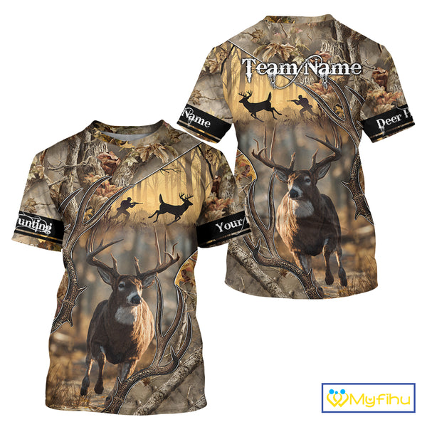 Beautiful Brown Camo Whitetail Deer Hunting Shirt - Hunting Clothes for Men, Hunter Gift Ideas NBT32