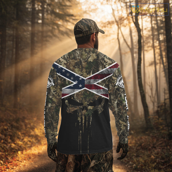 Camo Deer Hunting Shirts with US Flag, Personalized Deer Hunting Shirt, Hunting Gifts for Men NBT95