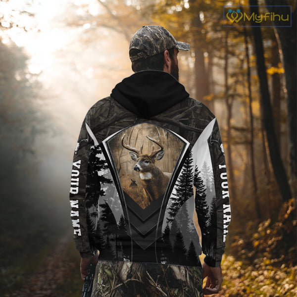 Beautiful Whitetail Deer Hunting Dark Camo 3D All Over Printed Shirts, Hunting Gifts for Men NBT86