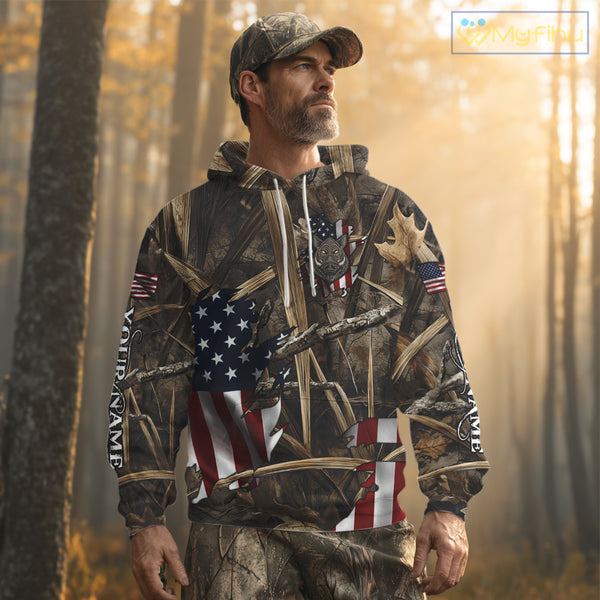 American Flag Boar Camo Hunting Shirt, Best Hunting Clothes for Boar Hunting Season NBT185