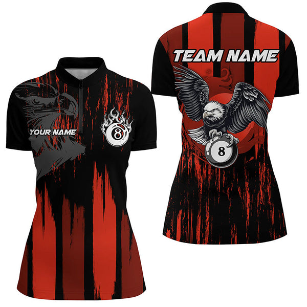 Personalized Eagle Billiard Shirt For Women Custom 8 Ball Pool Jerseys Womens Billiards Shirts VHM1182
