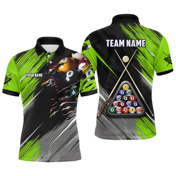 Personalized Green Black Billiard Balls 3D Shirts For Men Custom 8 Ball Pool Billiards Team Jerseys VHM1187