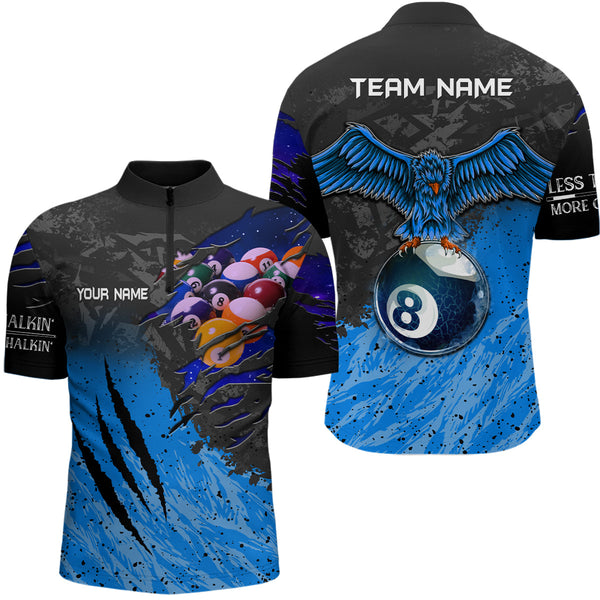 Personalized Blue Eagle 8 Ball Billiards 3D Shirts For Men Custom Pool Billiards Team Jerseys VHM1190