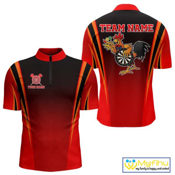 Funny Rooster Darts Shirt With Pocket Option For Men Custom Darts Jersey TDM5151