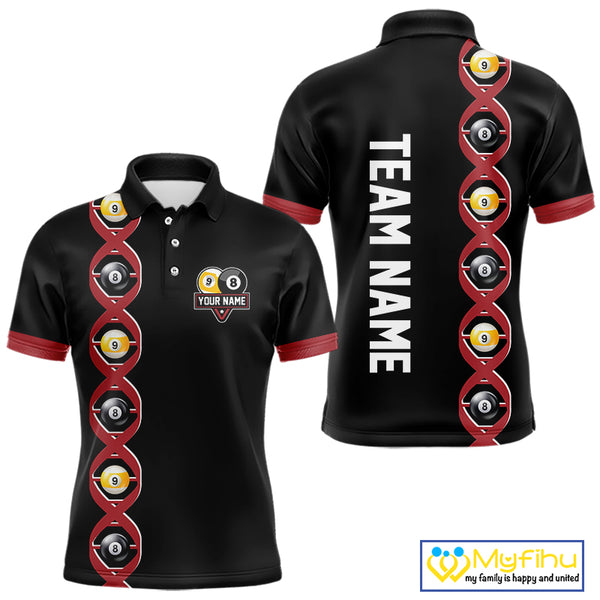 DNA Billiard 8 Ball & 9 Ball Shirts For Men Custom Funny Pool Billiard Jerseys Team Polo & 1/4 Zip TDM3863