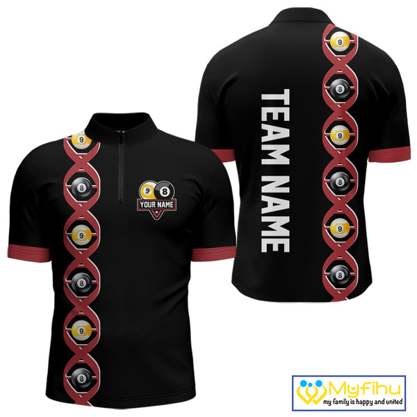DNA Billiard 8 Ball & 9 Ball Shirts For Men Custom Funny Pool Billiard Jerseys Team Polo & 1/4 Zip TDM3863