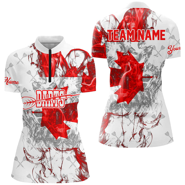 Customized Darts Pattern Grunge Canada Flag Smoke Women Darts Shirts Custom Patriotic Darts Jersey TDM1589