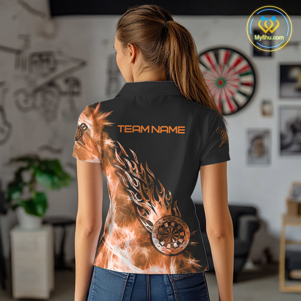 Orange And Black Light Icy Women Darts Polo & Quarter Zip Custom Dart Shirts For Team Dart Jerseys TDM3873