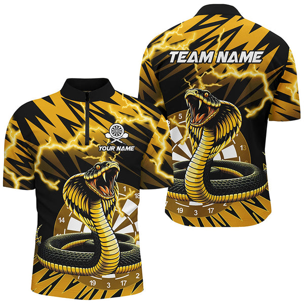 Personalized Yellow Black Snakes 3D Printed Darts Shirts For Men, Thunder Lightning Darts Jerseys TDM2185