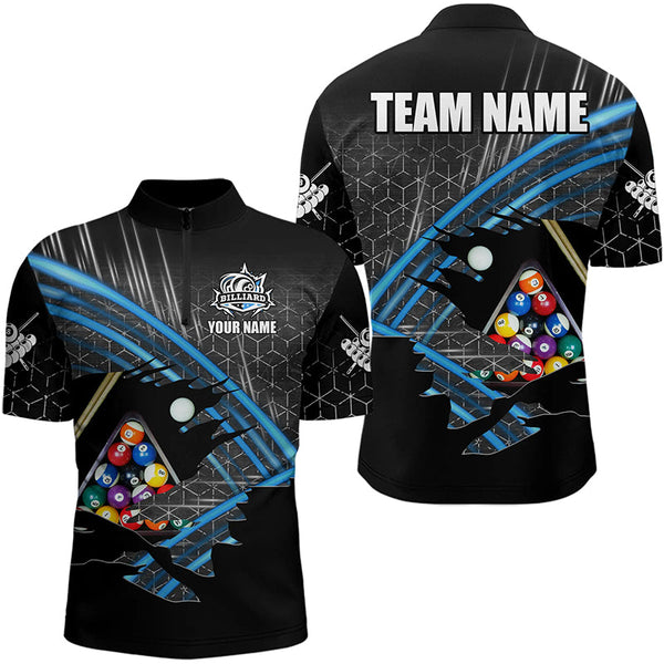 Personalized Billiard Shirts For Men Custom Billiard Pool Ball Jerseys, Billiard Team Shirt | Blue TDM3197