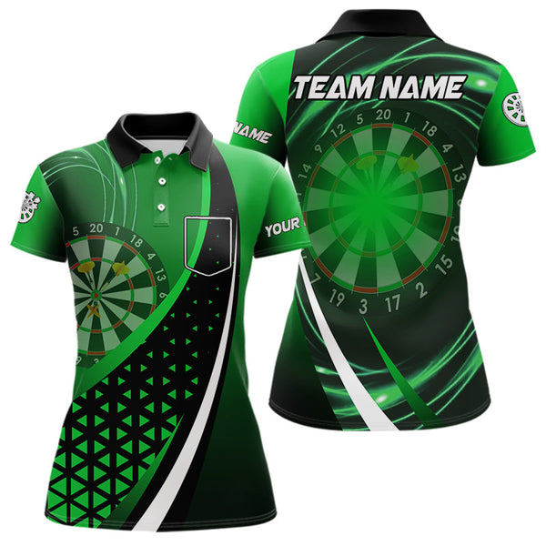 Black Green Lights Dart Polo, 1/4 Zip Custom Dart Shirt For Women Dart Jersey TDM3546