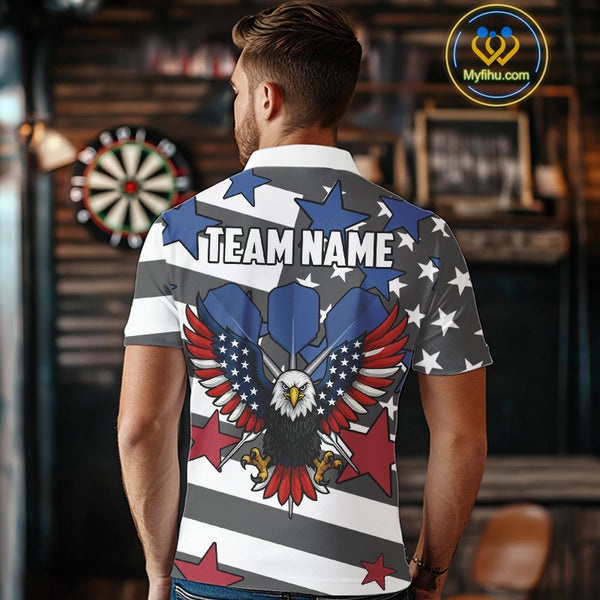 Patriotic American Flag Eagle Dart Shirts For Men Custom Darts Jerseys Team Polo & 1/4 Zip TDM3883