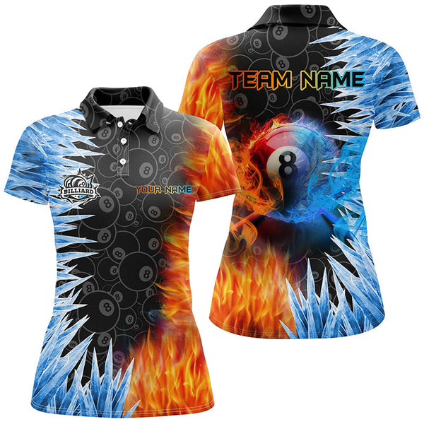 Billiard Ice And Fire Customized 8 Ball Pool Jerseys For Women, 3D Printed Billiard Team Shirts TDM2475