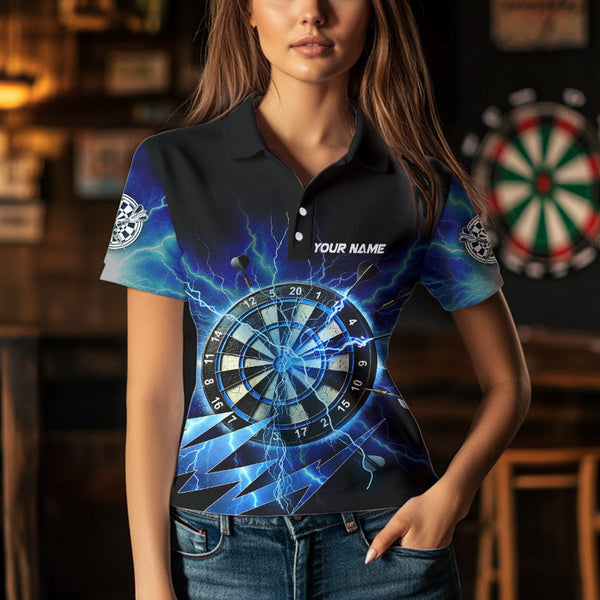 Blue Dartboard Storm Lightning Dart Shirts For Women Custom Dart Jerseys TDM3553