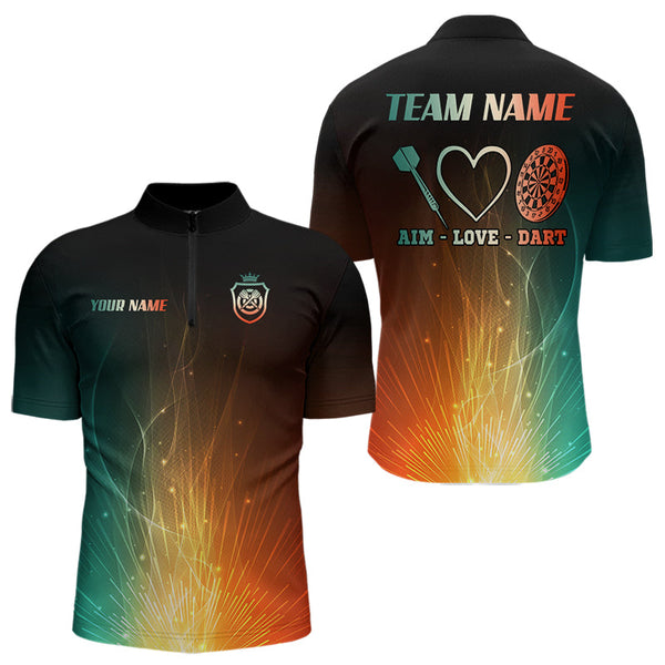 Custom Rainbow Aim Love Dart Shirt With Pocket Option For Men, Dart Jersey TDM3713