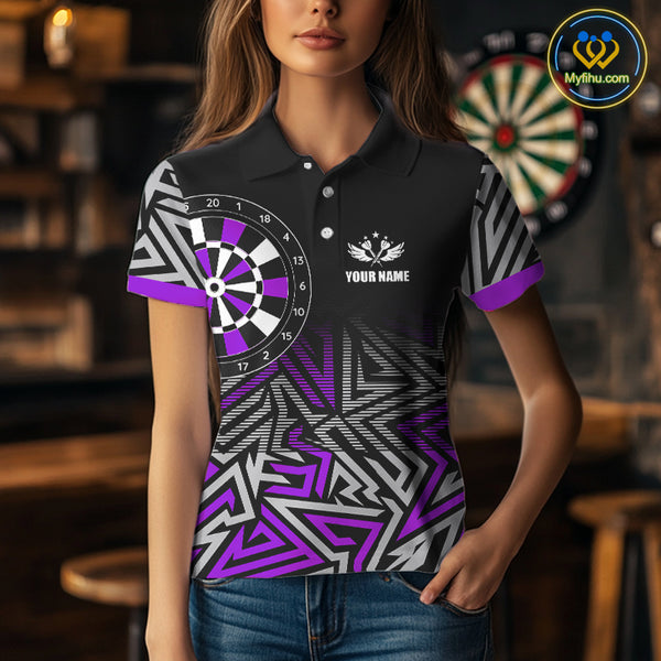 Personalized Darts Heartbeat Zig-Zag Pattern Custom Dart Shirts For Women, Dart Team Jersey|Purple TDM3983