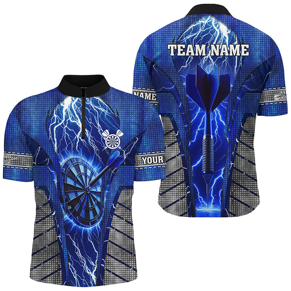 Personalized Blue Dartboard Thunder Lightning Darts Shirts For Men, Team League Darts Jerseys TDM2215