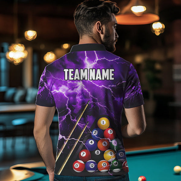 Personalized 3D Pool Ball Thunder Lightning Purple Billiard Shirts For Men, 8 Ball Billiard Jerseys TDM3715