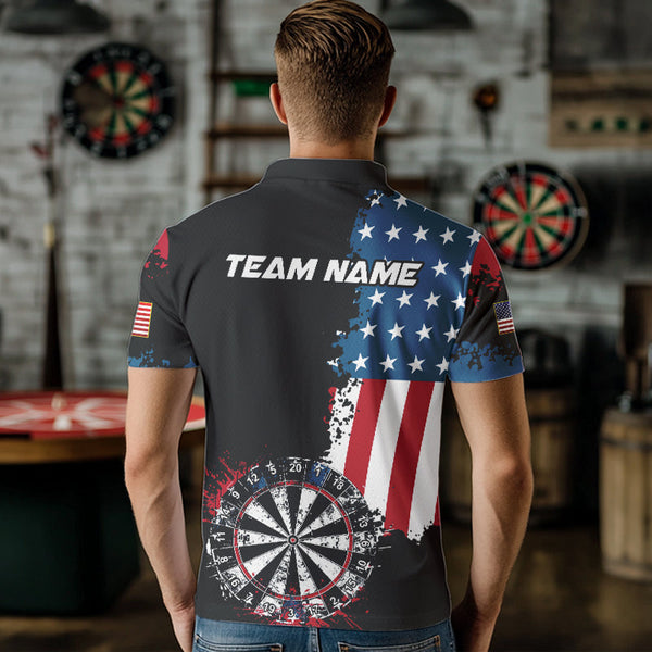Personalized Grunge Dartboard American Flag Darts Shirts For Men, Patriotic Us Flag Dart Jerseys TDM3719
