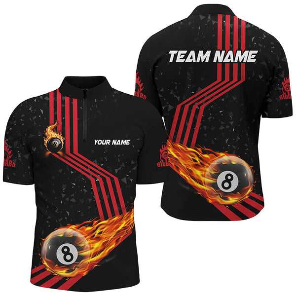 Personalized Ball 8 Fire Racing Road Billiard Jerseys For Men, Best Billiards Shirts For Team |Red TDM2486