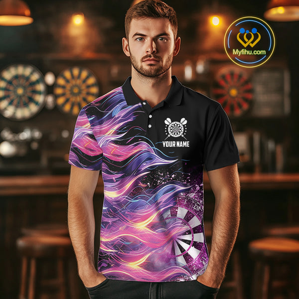 Funny Pink Flame Dart Shirt With Pocket Option For Men Custom Darts Jersey TDM4353