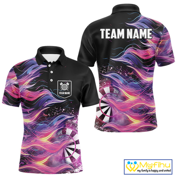 Funny Pink Flame Dart Shirt With Pocket Option For Men Custom Darts Jersey TDM4353