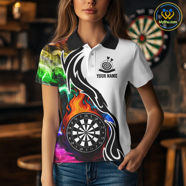 Colorful Rainbow Smoke Dart Shirts For Women Custom Team Polo & Quarter Zip Darts Jerseys Outfit TDM4007