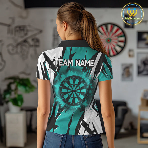 Turquoise Darts Jerseys For Women Custom Darts Team Shirts Polo & Quarter Zip, Darts Clothing TDM4008