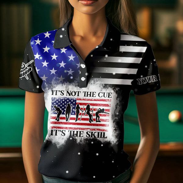 It's The Skill Custom American Flag Women Billiard Shirt Funny Billiard Jersey|Black TDM3571