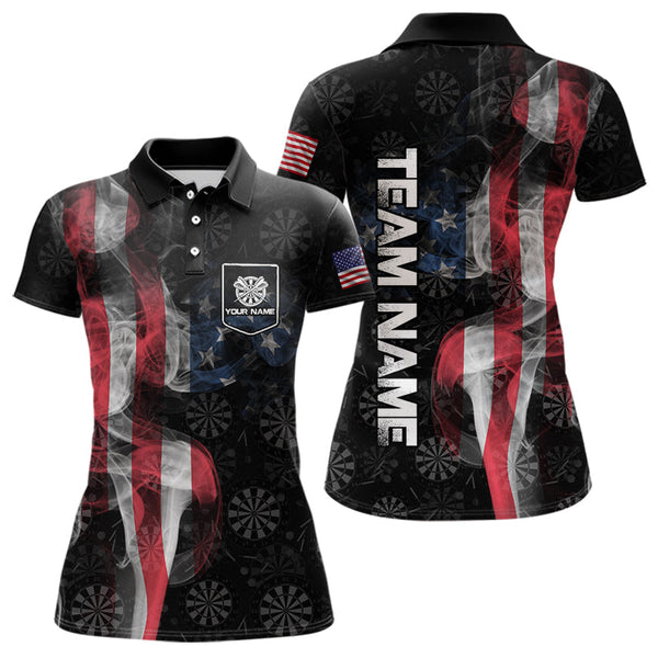 Smoke American Flag Dart Shirt with pocket Custom Patriotic Women Dart Jersey TDM3577
