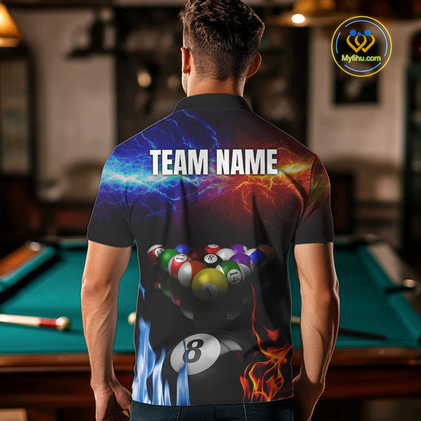 Orange And Blue Custom Lightning Men's Billiard Shirts – Billiard Pool Team Jerseys Polo & 1/4 Zip TDM4014
