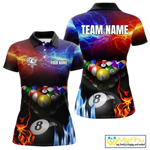 Orange And Blue Custom Lightning Women's Billiard Shirts – Billiard Pool Team Jerseys Polo & 1/4 Zip TDM4014