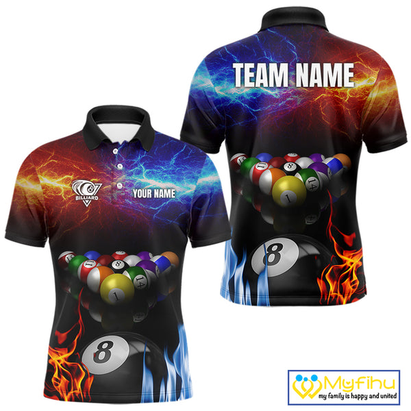 Orange And Blue Custom Lightning Men's Billiard Shirts – Billiard Pool Team Jerseys Polo & 1/4 Zip TDM4014