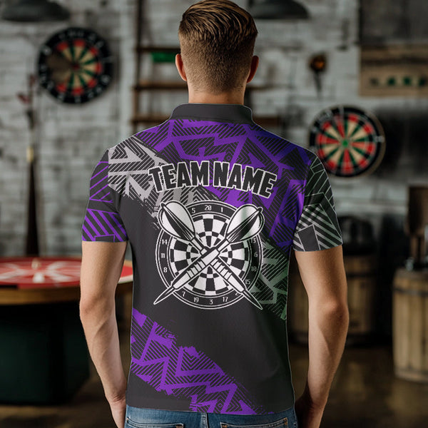 Custom Darts Shirts For Men Personalized Zig-Zag Pattern Dart Jerseys, Cool Dart Shirts |Purple TDM3444