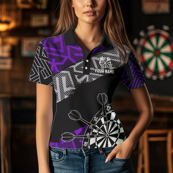 Custom Darts Shirts For Women Personalized Zig-Zag Pattern Dart Jerseys, Cool Dart Shirts |Purple TDM3444